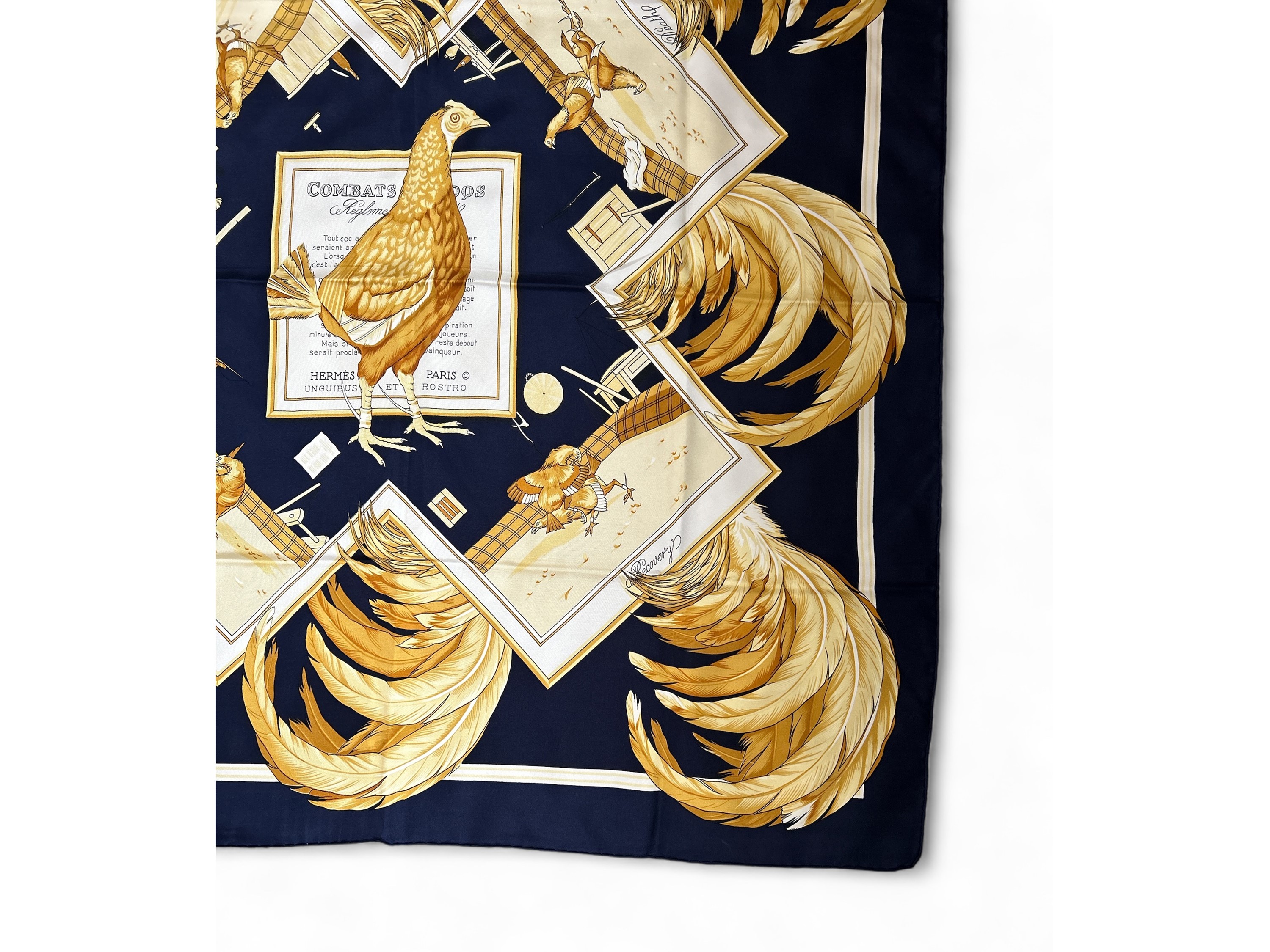 Hermès, Foulard in Seta "combats Des Coqs" di Hugo Grygkar