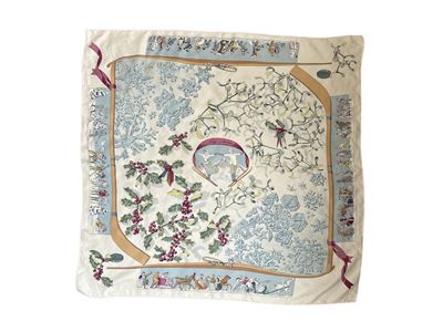 Hermès, Foulard in Seta "niege D'antan" di Cathy Latham