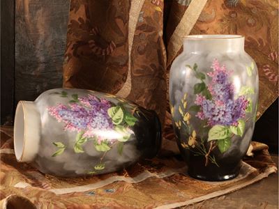 Coppia di Vasi in Vetro Opaline