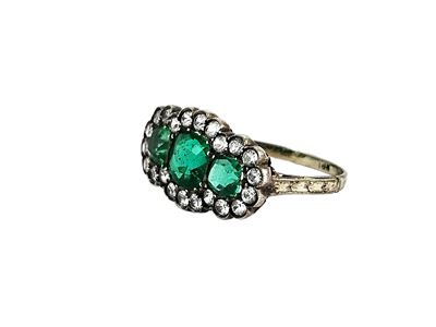 Anello Vintage in Oro Bianco e Pietre Colorate
