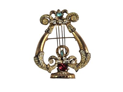 Coro Craft Sterling, Spilla Lira By Adolph Katz