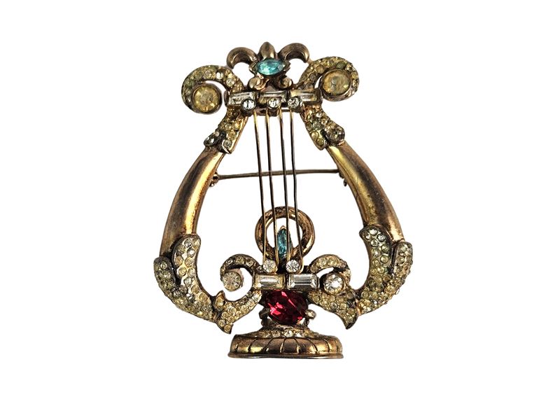 Coro Craft Sterling, Spilla Lira By Adolph Katz