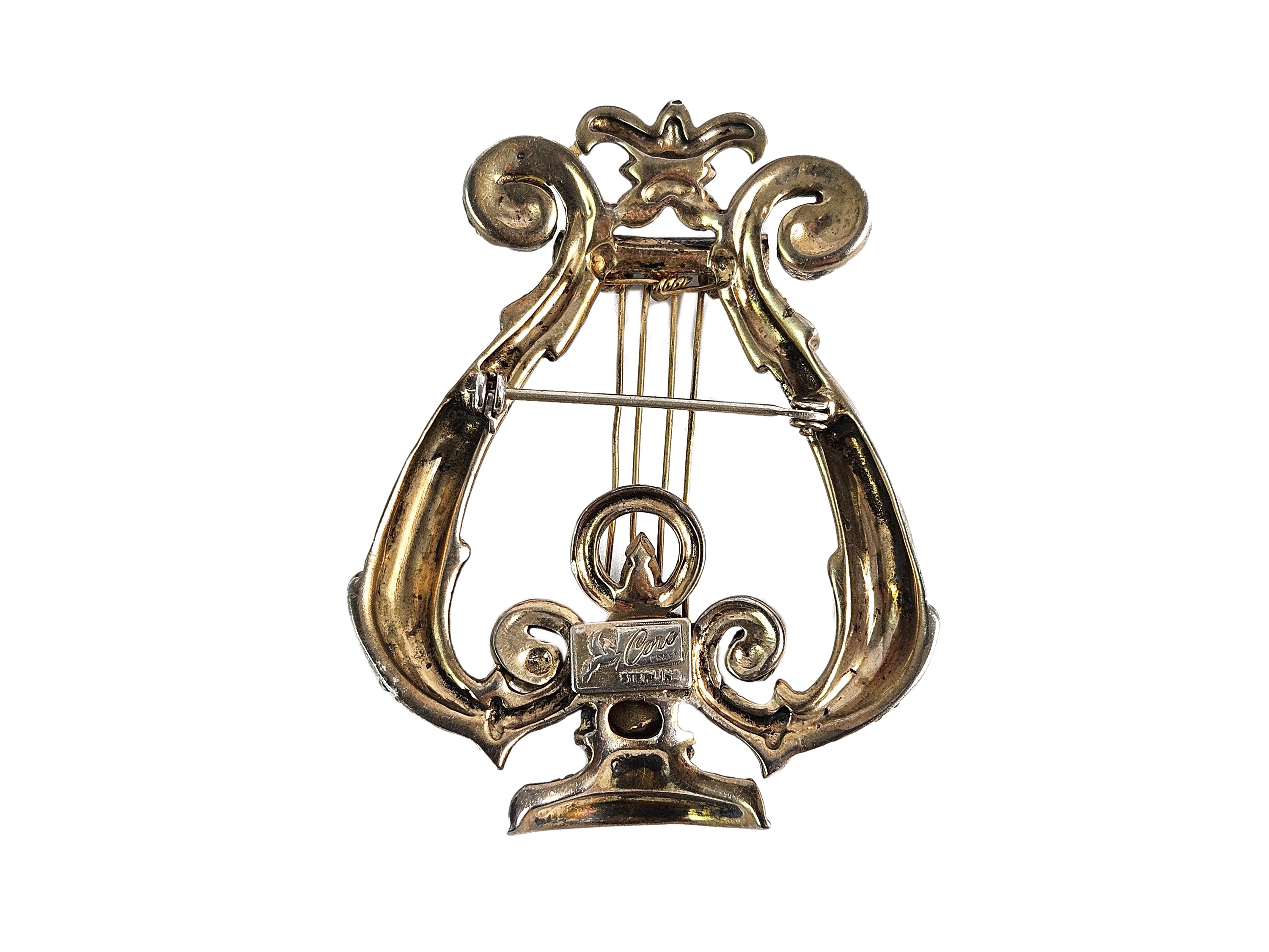 Coro Craft Sterling, Spilla Lira By Adolph Katz