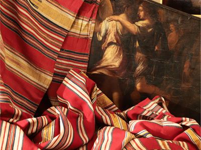 Tagli di Tessuto D'epoca in Cotone e Fili Metallici