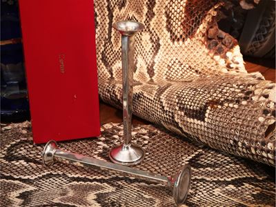 Coppia di Piccoli Candelieri Tête-à-tête in Argento 925/1000, Cartier