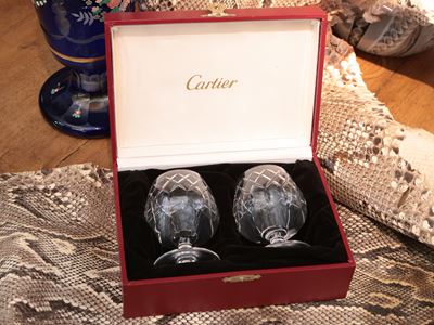 Coppia di Bicchieri Tête-à-tête da Cognac in Cristallo Molato, Cartier