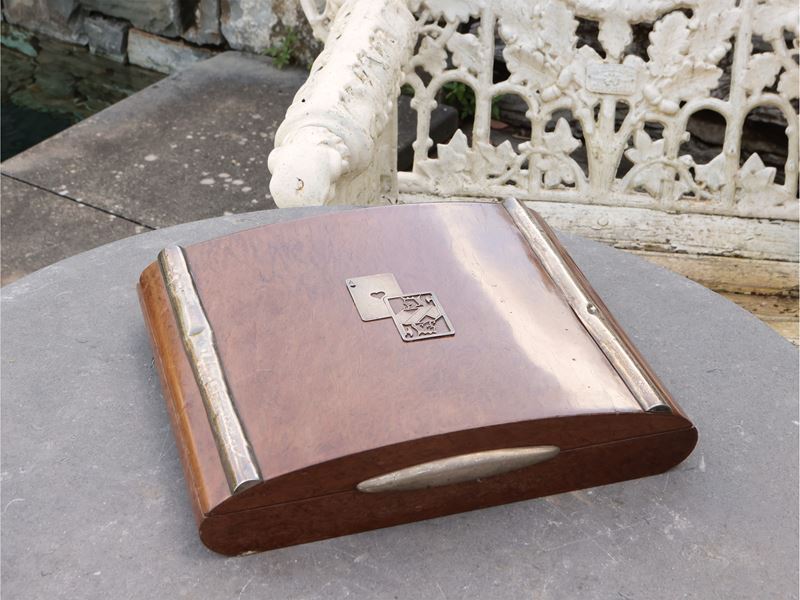Scatola da Gioco in Noce e Argento, S. A. Scheurle Firenze