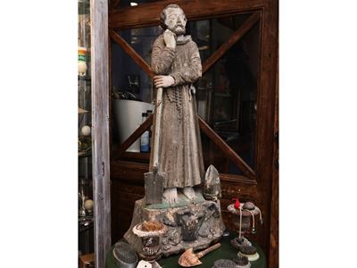 Scultura in Legno Laccato Raffigurante San Fiacre