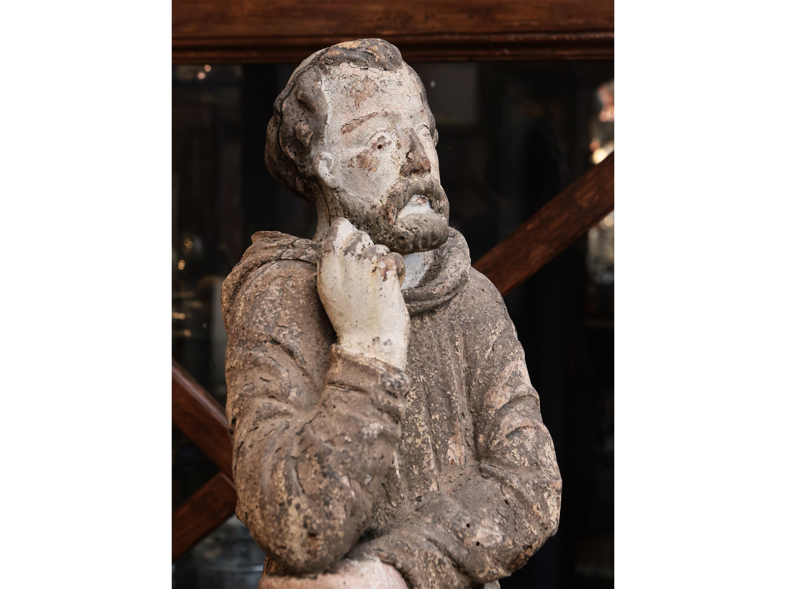 Scultura in Legno Laccato Raffigurante San Fiacre