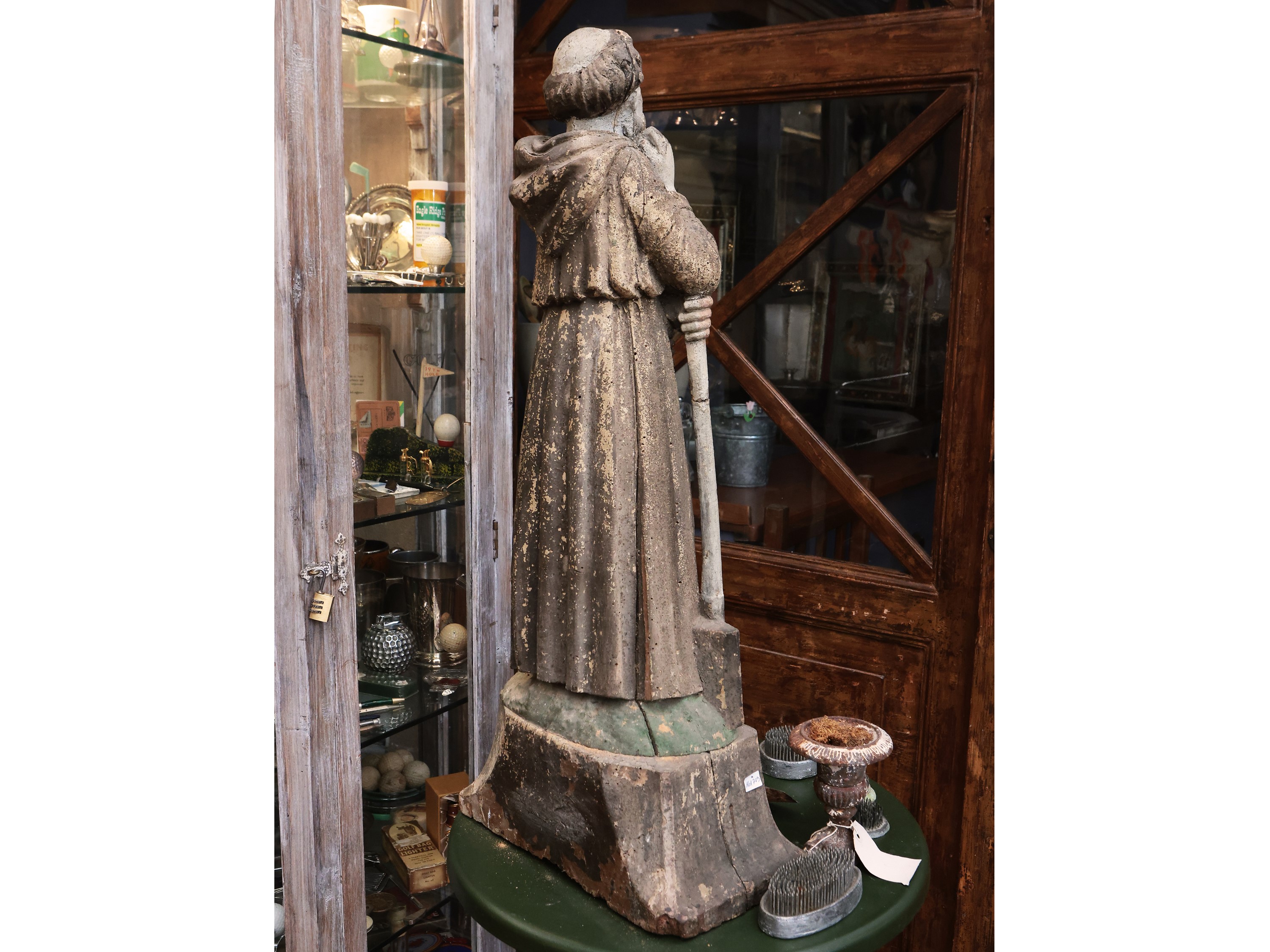 Scultura in Legno Laccato Raffigurante San Fiacre
