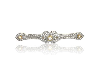 Spilla Barretta in Oro Giallo e Bianco con Diamanti