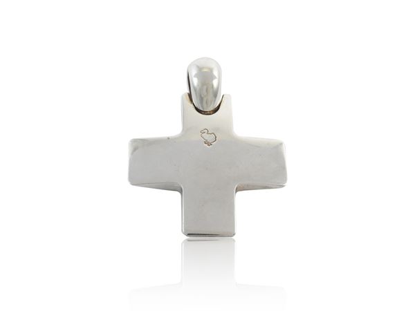 Pomellato, pendente croce in argento 925/1000