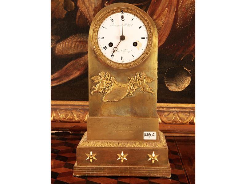 Orologio da Tavolo in Bronzo Dorato, Deniere & Matelin