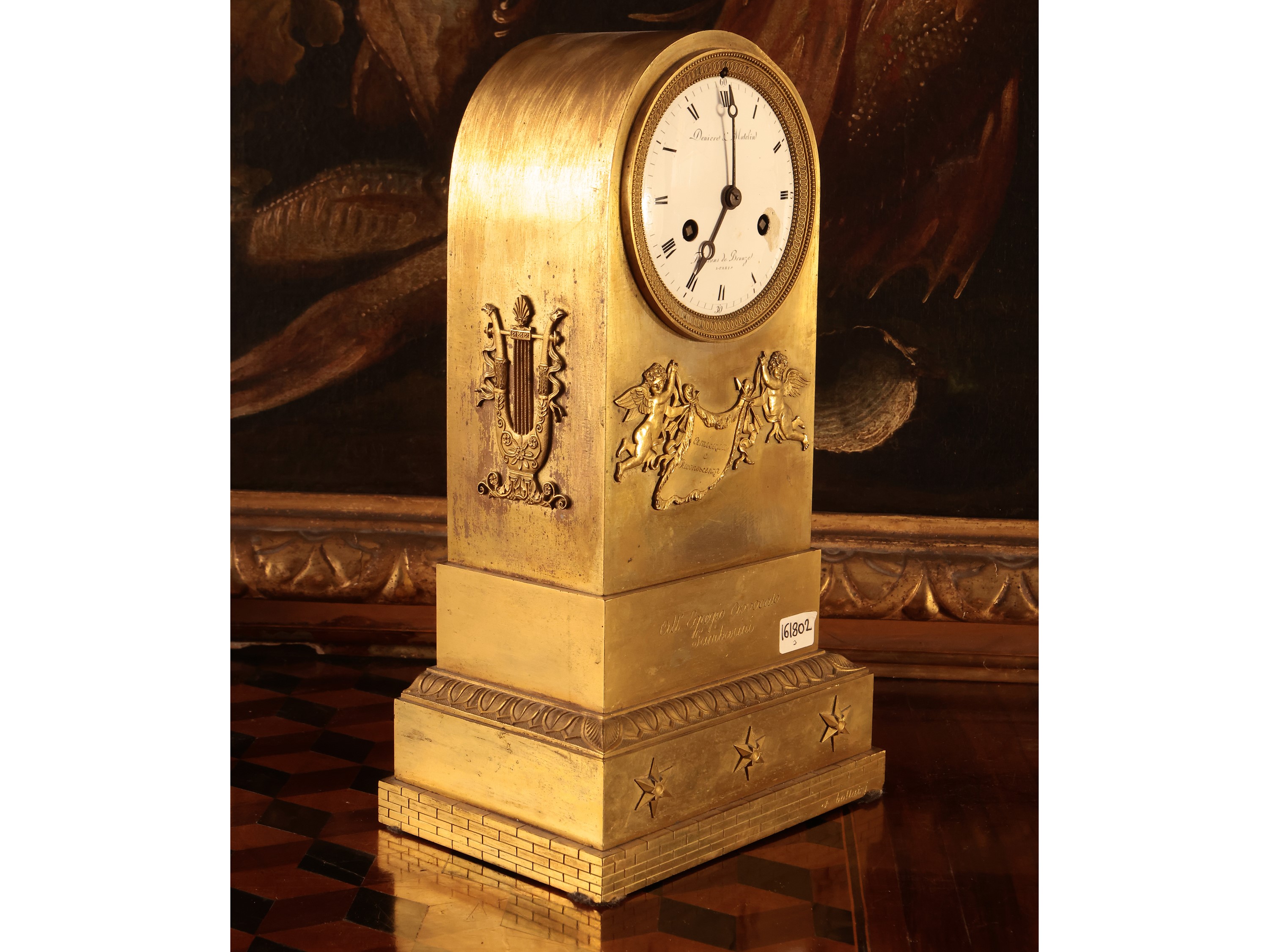Orologio da Tavolo in Bronzo Dorato, Deniere & Matelin