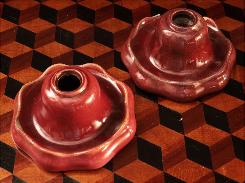 Coppia di Bugie in Ceramica Invetriata, Chini & Co Mugello