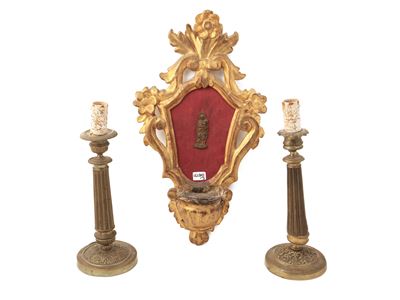 Acquasantiera in Legno Intagliato e Dorato