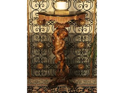 Gueridon in Legno Laccato e Dorato