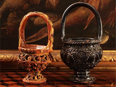 Due Scaldini in Terracotta Smaltata