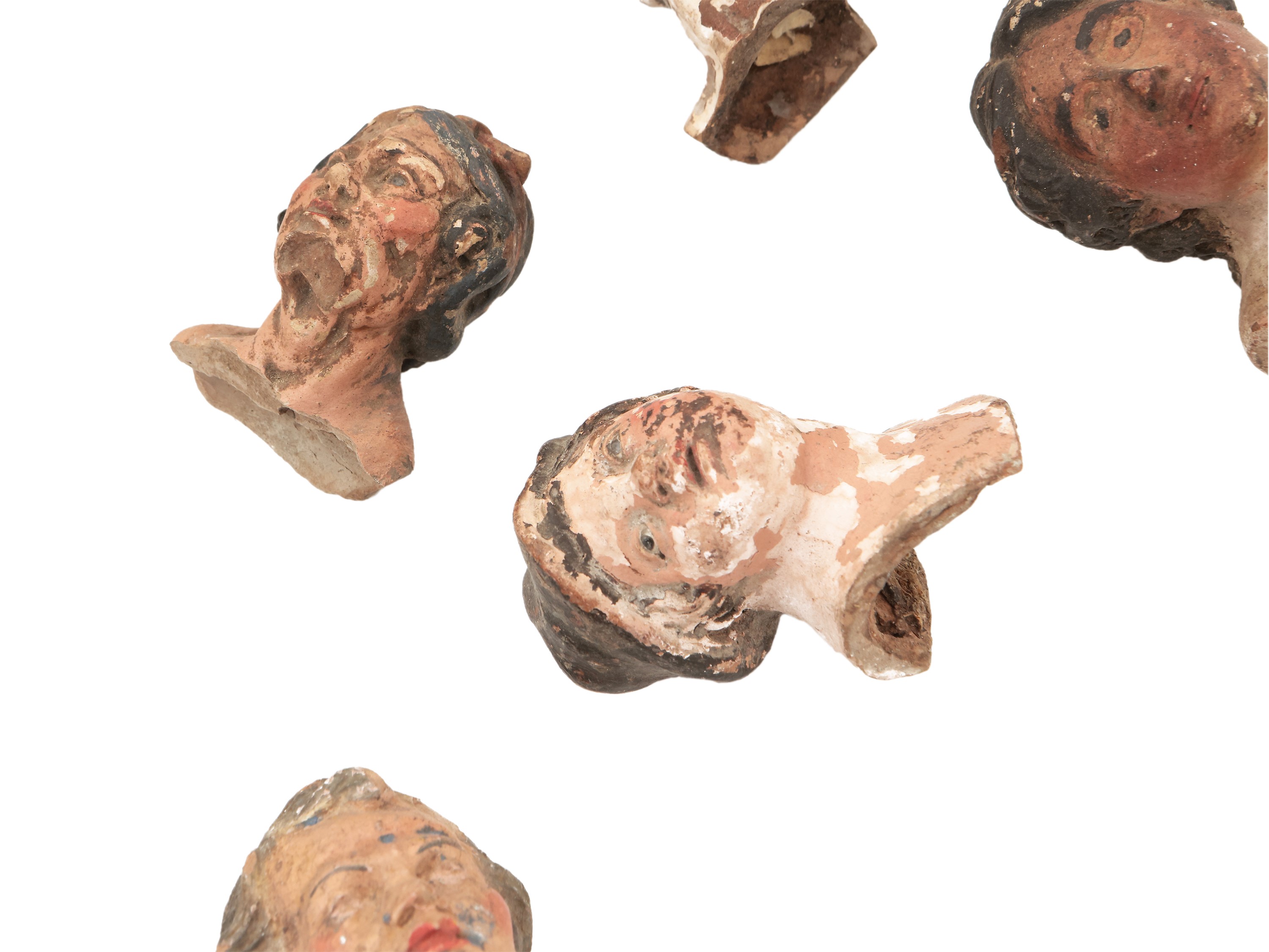 Dieci Testine per Personaggi da Presepe in Terracotta