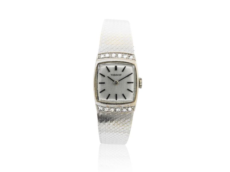 Tissot, Orologio da Polso per Donna in Oro Bianco con Diamanti