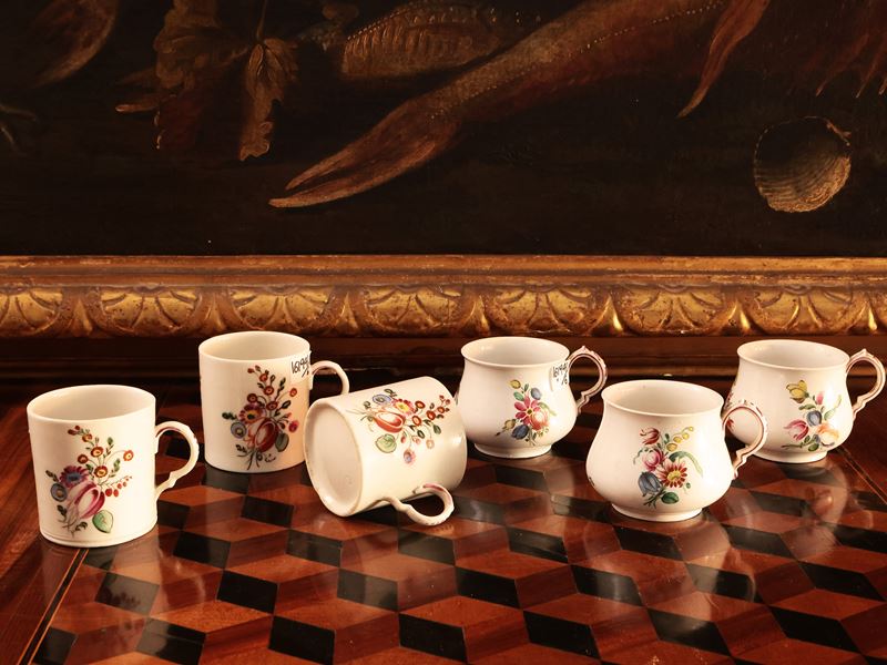 Sei Tazzine da Caffè in Porcellana, Ginori Doccia