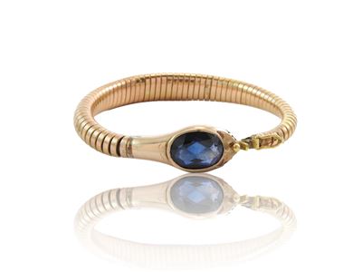 Bracciale Tubogas Animalier in Oro a Basso Titolo con Zaffiro Sintetico