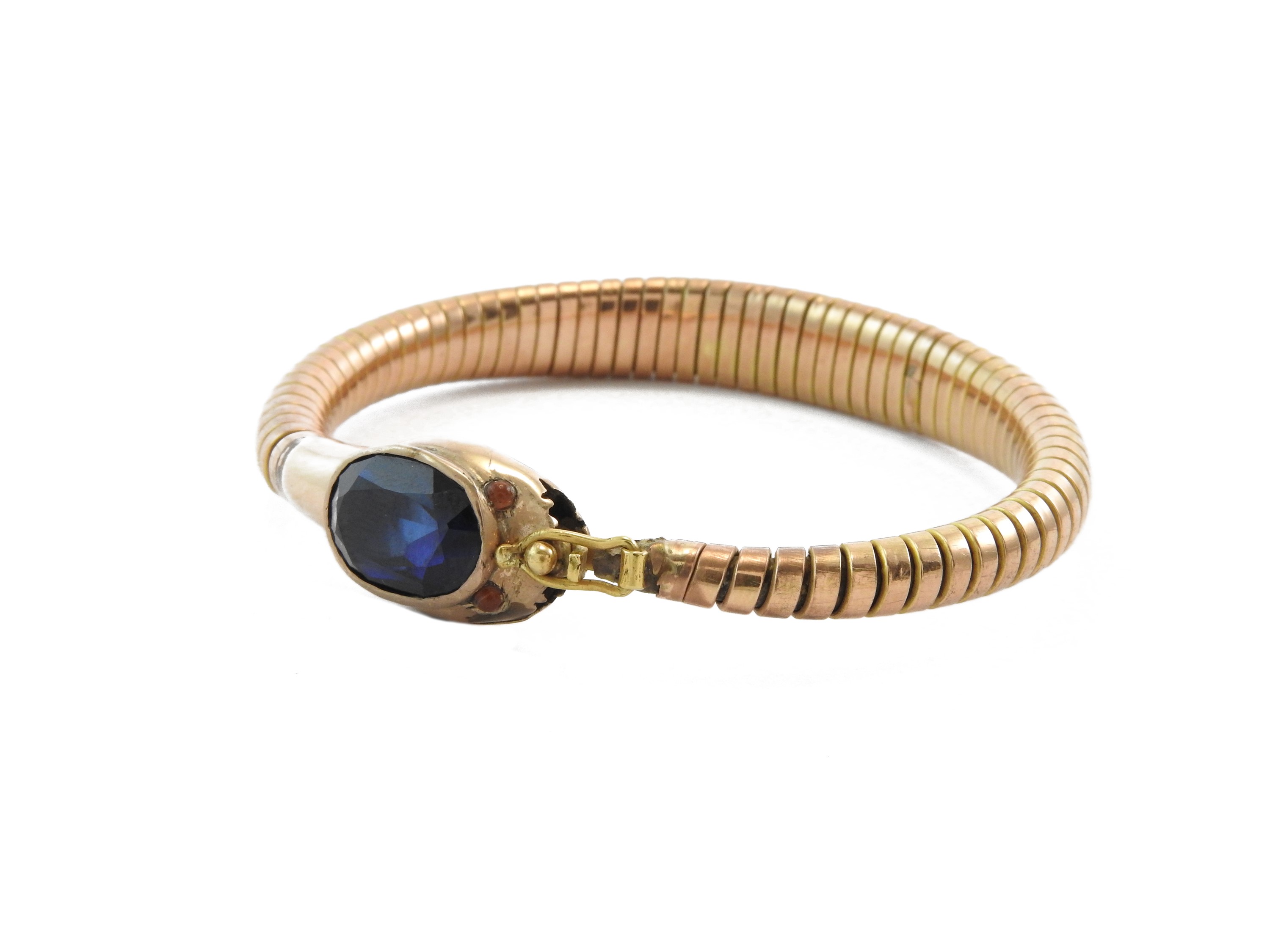 Bracciale Tubogas Animalier in Oro a Basso Titolo con Zaffiro Sintetico