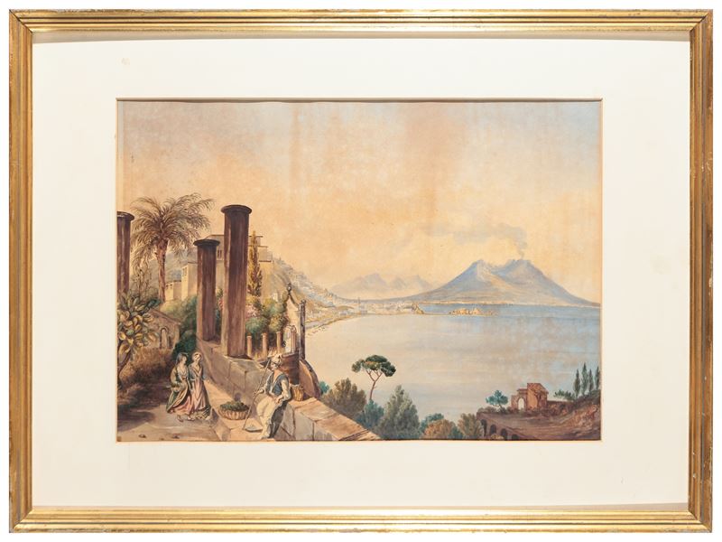 Scuola Napoletana della Fine del XIX/inizio del XX Secolo - Veduta di Napoli