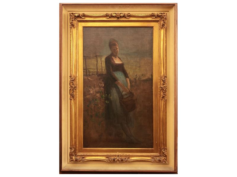 Scuola Francese del XIX/XX Secolo - Ritratto Femminile Entro Paesaggio