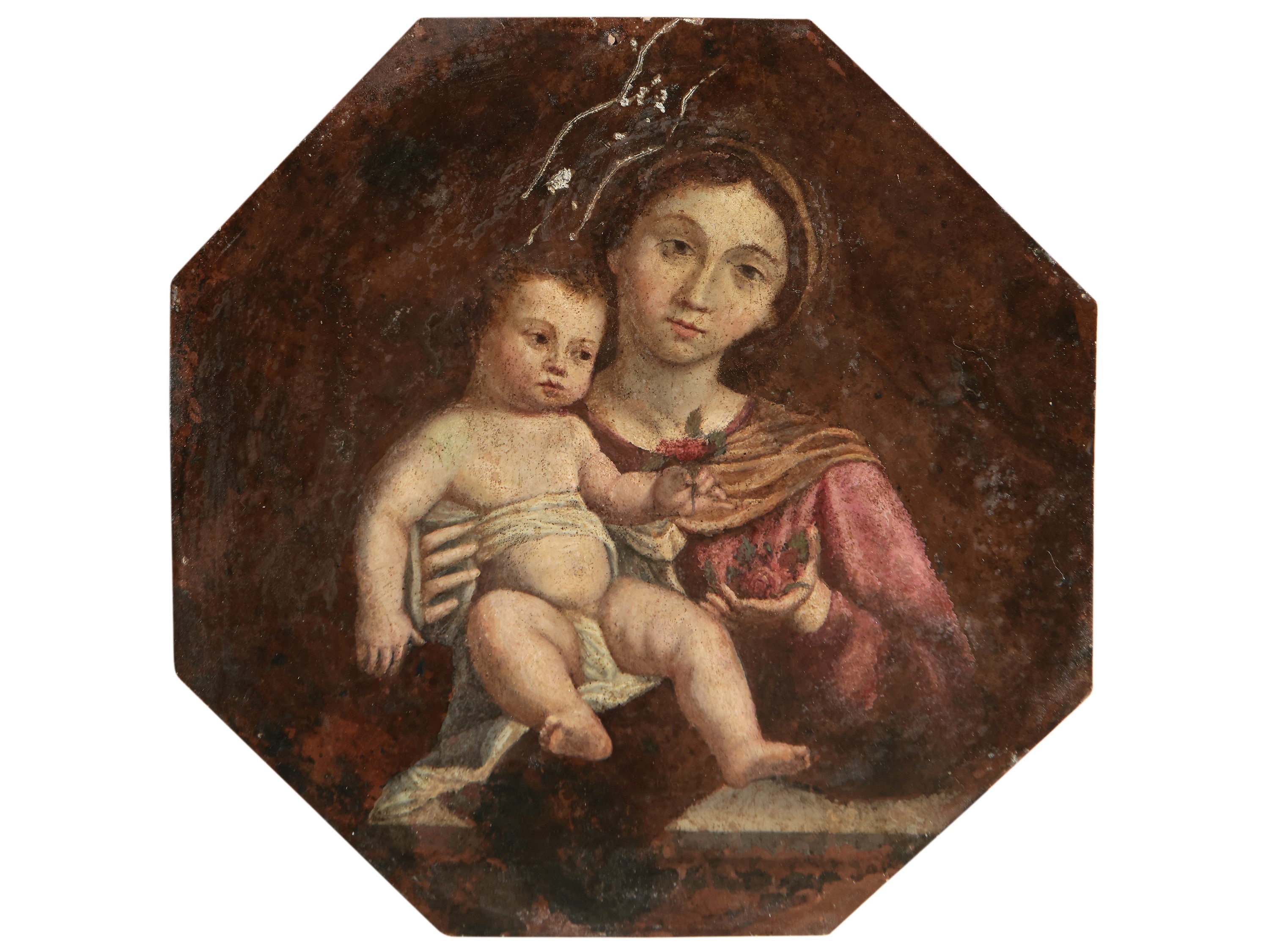 Scuola Emiliana del XVIII Secolo - Madonna con Bambino e Rose