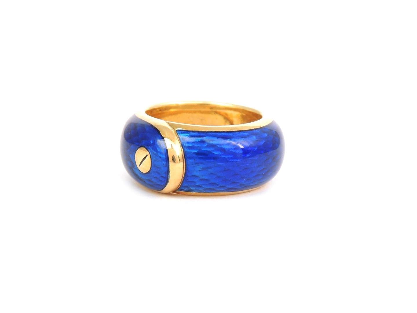 Anello in Oro Giallo con Smalto Blu
