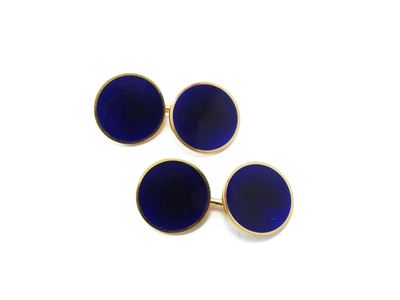 Gemelli in Oro Giallo e Smalto Blu