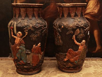 Coppia di Vasi in Terracotta Smaltata