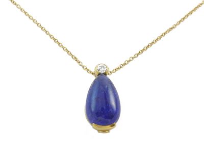 Torrini, Catenina e Pendente in Oro Giallo con Diamante e Tanzanite