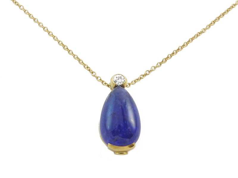 Torrini, Catenina e Pendente in Oro Giallo con Diamante e Tanzanite