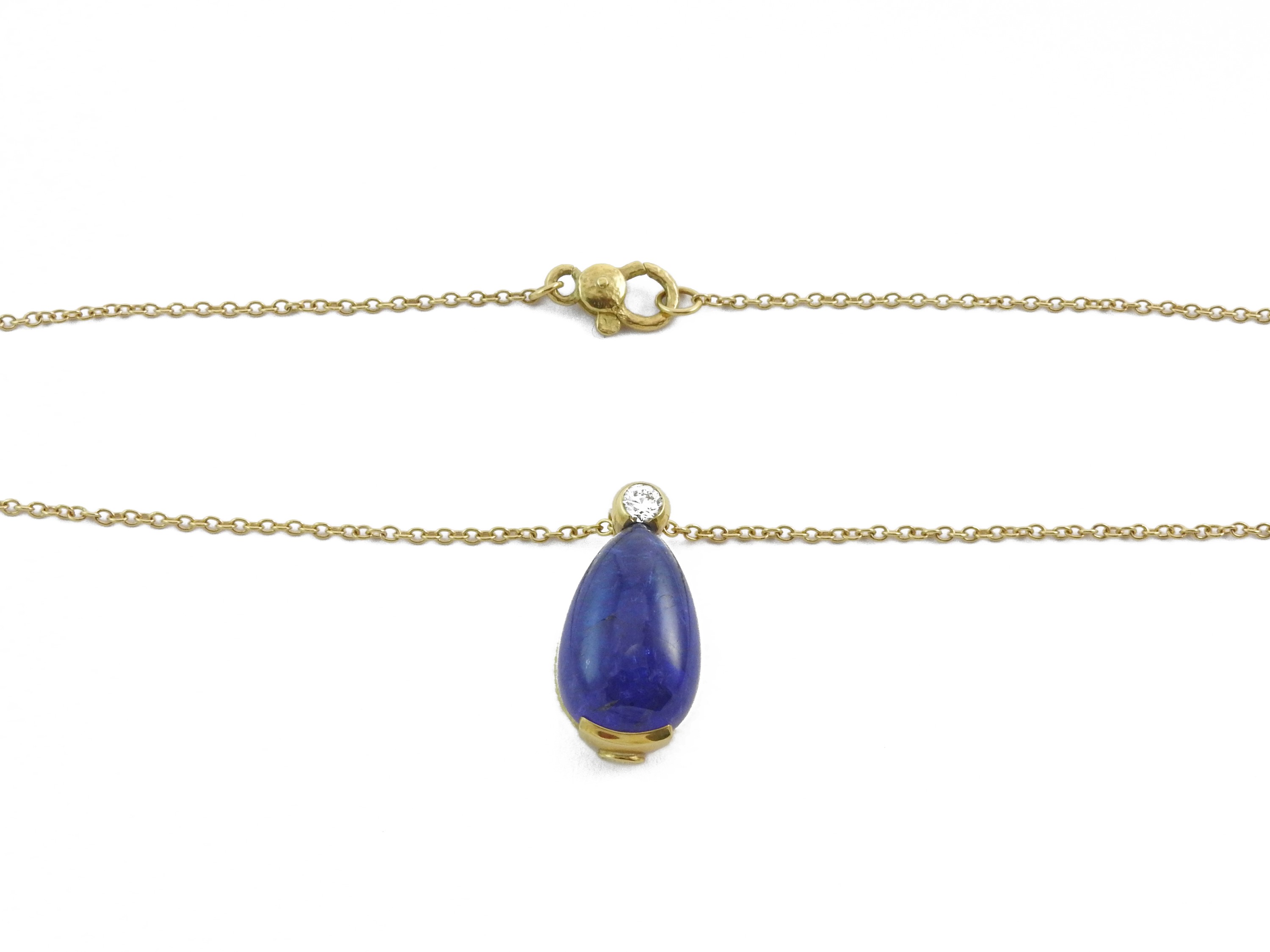 Torrini, Catenina e Pendente in Oro Giallo con Diamante e Tanzanite