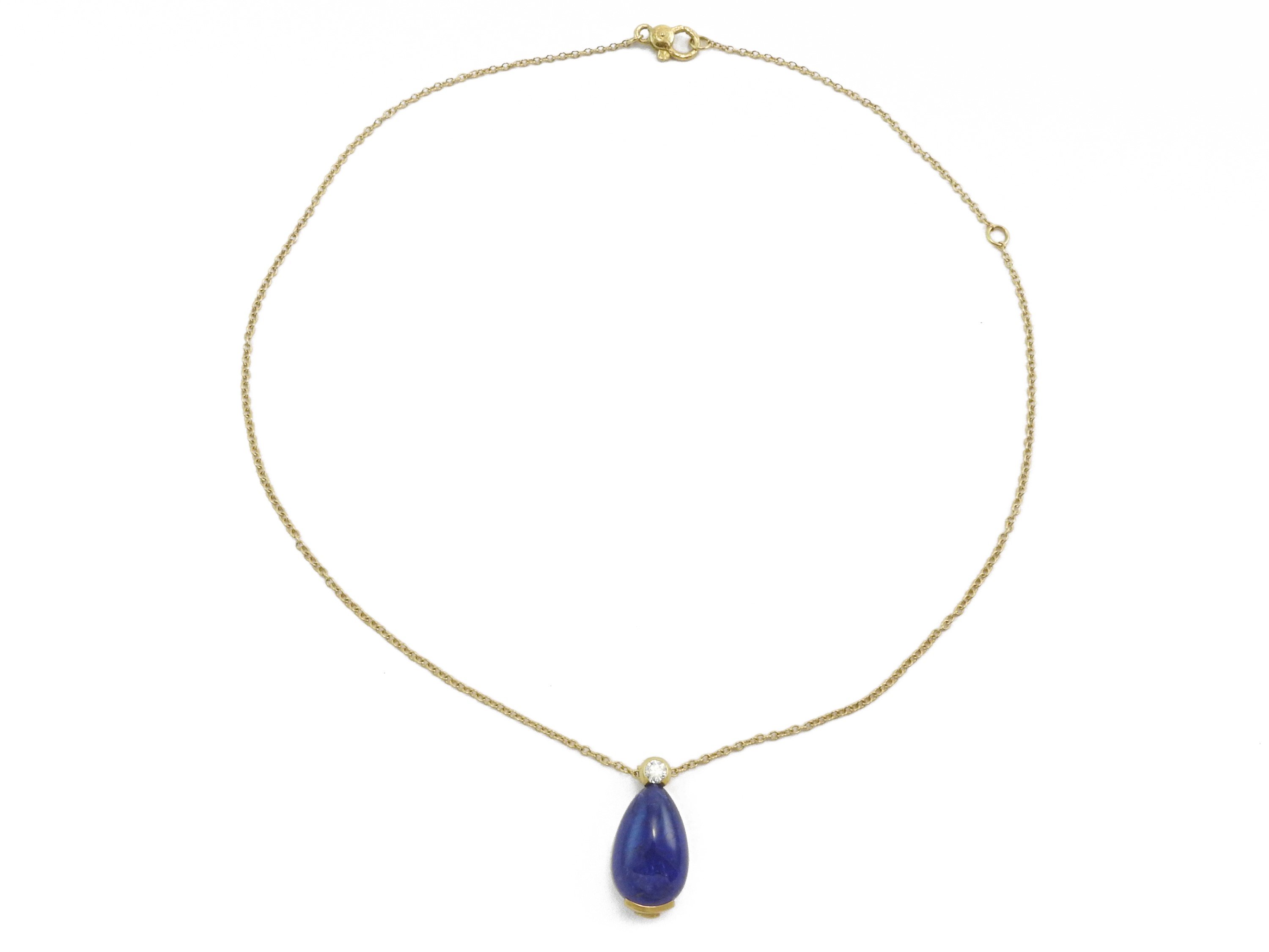 Torrini, Catenina e Pendente in Oro Giallo con Diamante e Tanzanite