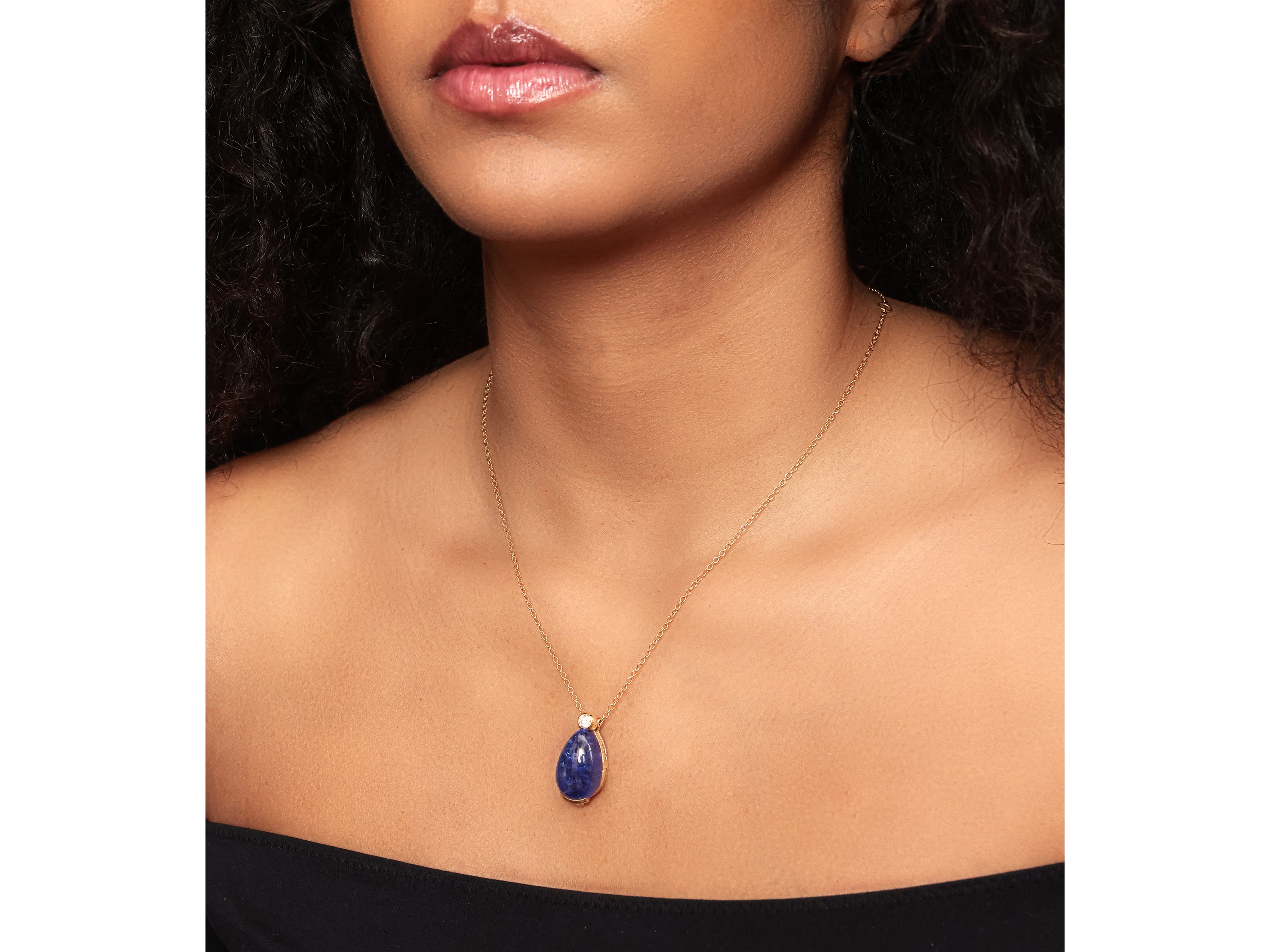 Torrini, Catenina e Pendente in Oro Giallo con Diamante e Tanzanite