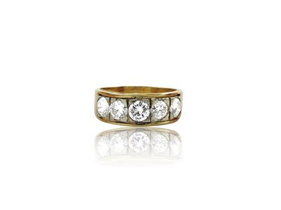 Anello Riviera in Oro Giallo con Diamanti