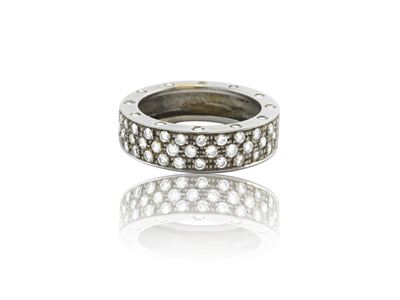 Anello Fascia in Oro Bianco con Diamanti Incolori e Diamanti Fancy Brown