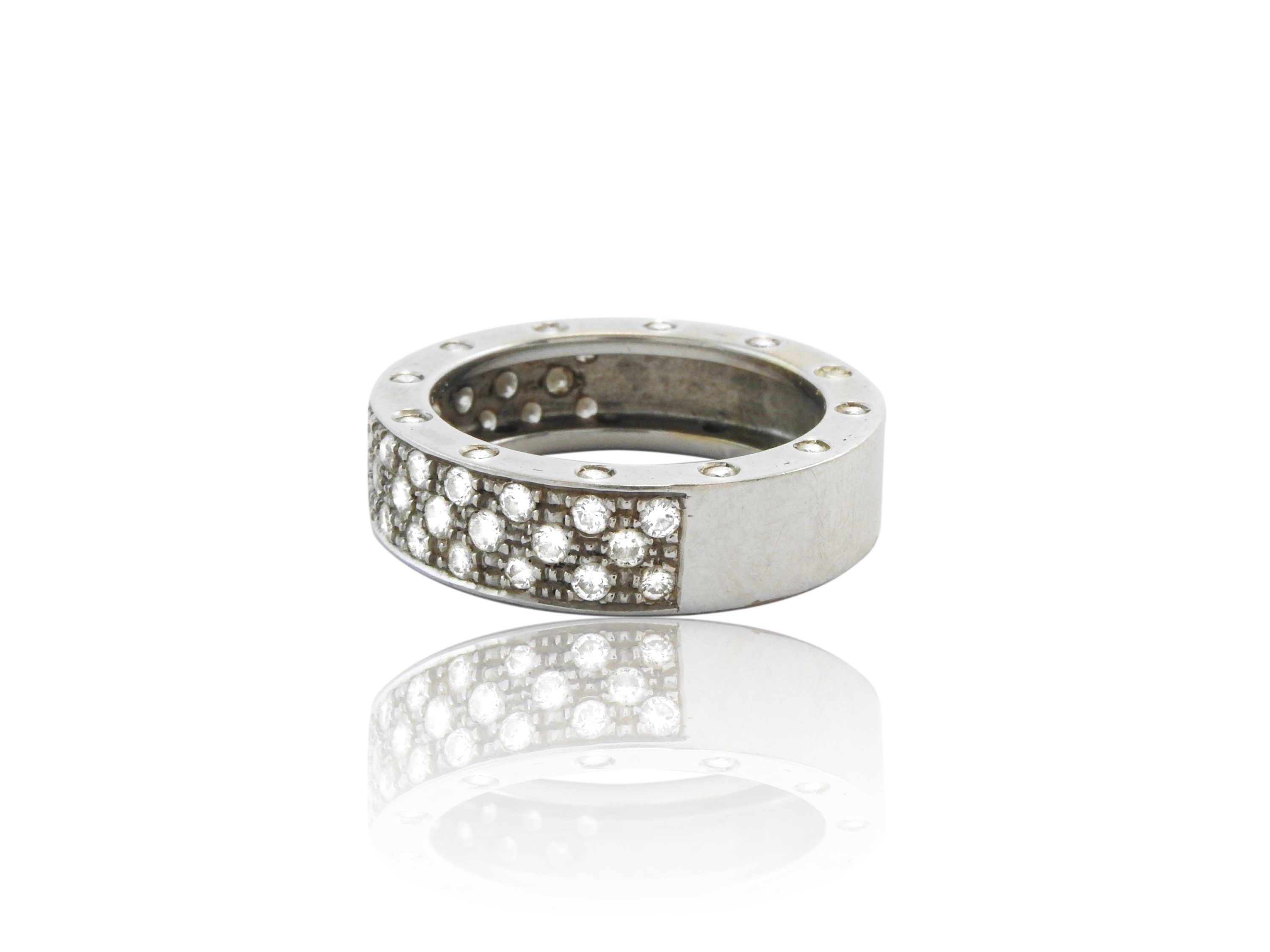Anello Fascia in Oro Bianco con Diamanti Incolori e Diamanti Fancy Brown