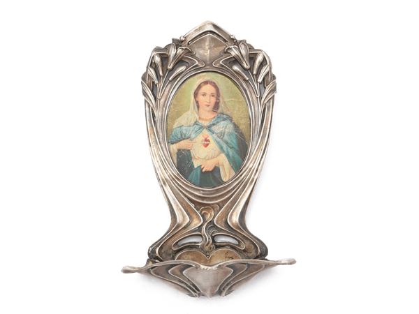 Acquasantiera Art Nouveau in argento