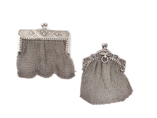 Due portamonete Art Nouveau in maglia di argento