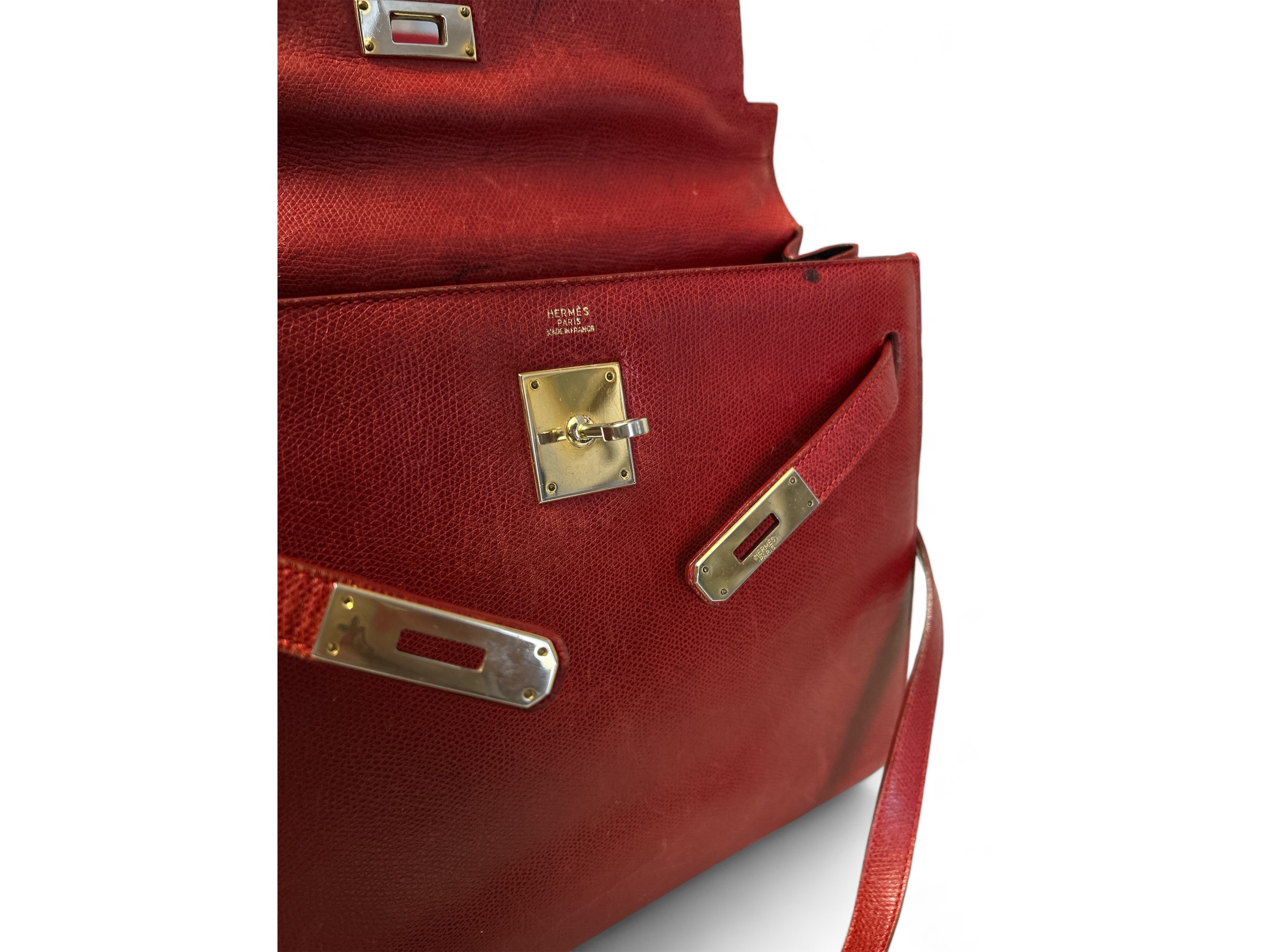 Hermès, Borsa "kelly 32" in Pelle Rossa