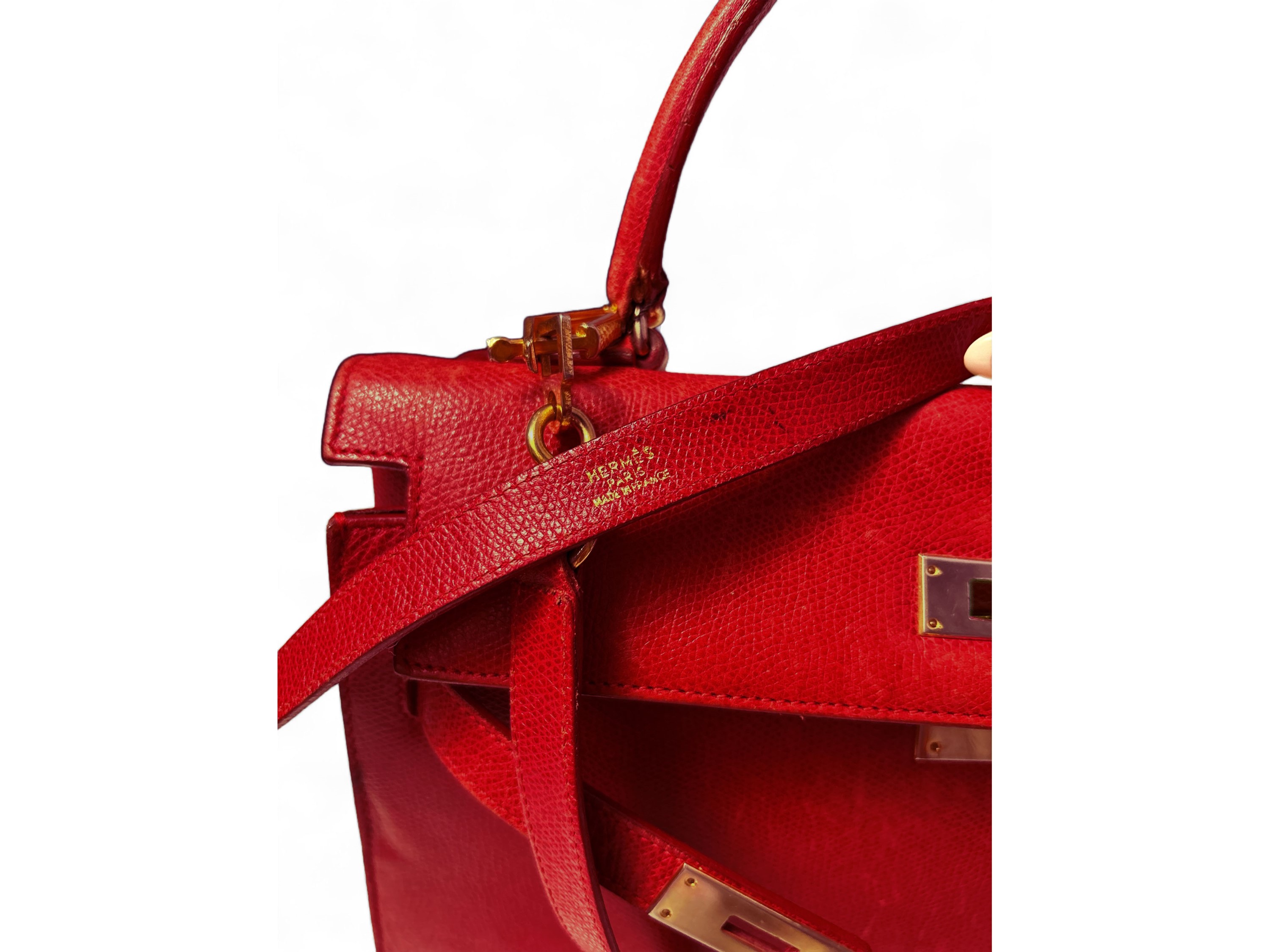 Hermès, Borsa "kelly 32" in Pelle Rossa