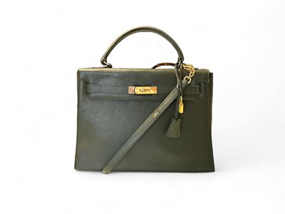 Hermès, Borsa "kelly 32" in Pelle Verde