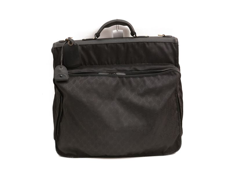 Gucci, Portabiti in Pelle e Tessuto Gg Nero