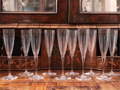 Serie di Dieci Calici in Cristallo, Modello Dom Perignon, Baccarat