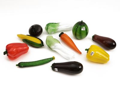 Assortimento di Ortaggi in Vetro Soffiato Policromo