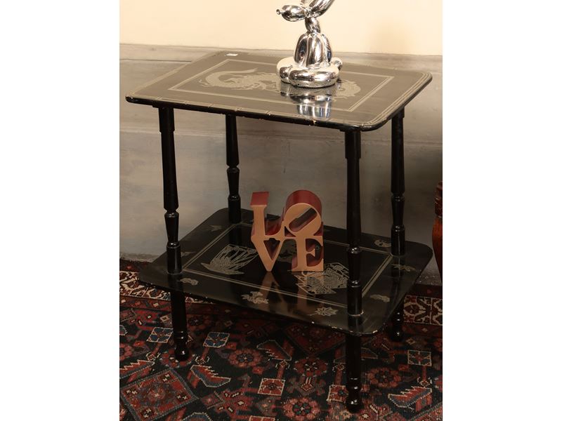 Tavolino da Appoggio in Legno Laccato Nero